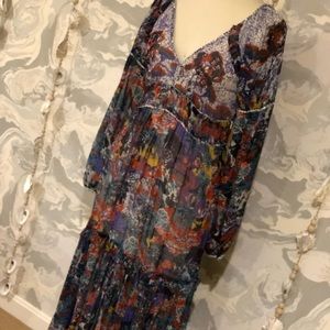 Silky Maxi Dress. Pattern is so colorful and free flowing